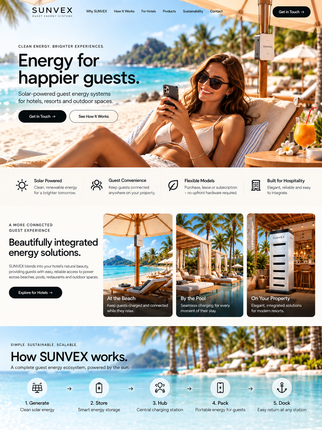 At the Beach — Keep guests charged and connected while they relax.